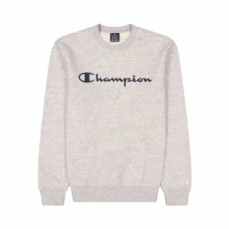 Felpa con Cappuccio Uomo Champion Crewneck Bianco Grigio Felpa con Cappuccio Uomo Champion Crewneck Bianco Grigio