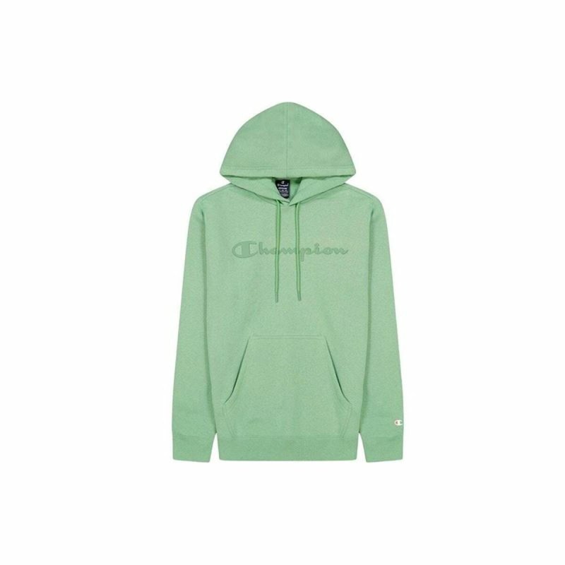 Felpa con Cappuccio Uomo Champion Crewneck Bianco Verde limone Felpa con Cappuccio Uomo Champion Crewneck Bianco Verde limone