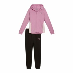 Tuta da Bambini Puma Hooded Sweat Suit Fleece Cl Nero Rosa 2 Pezzi