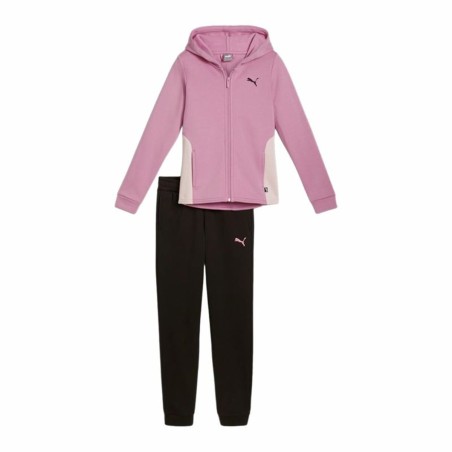 Tuta da Bambini Puma Hooded Sweat Suit Fleece Cl Nero Rosa 2 Pezzi