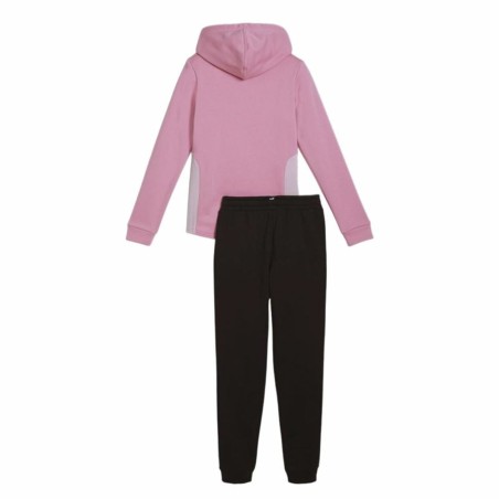 Tuta da Bambini Puma Hooded Sweat Suit Fleece Cl Nero Rosa 2 Pezzi
