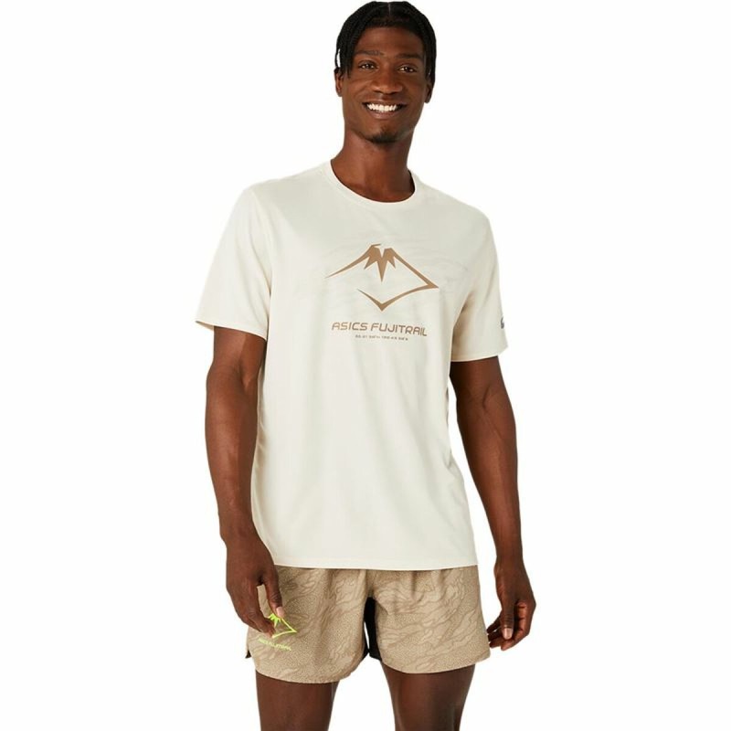 Maglia a Maniche Corte Asics Fujitrail Logo Ss Top Beige Maglia a Maniche Corte Asics Fujitrail Logo Ss Top Beige