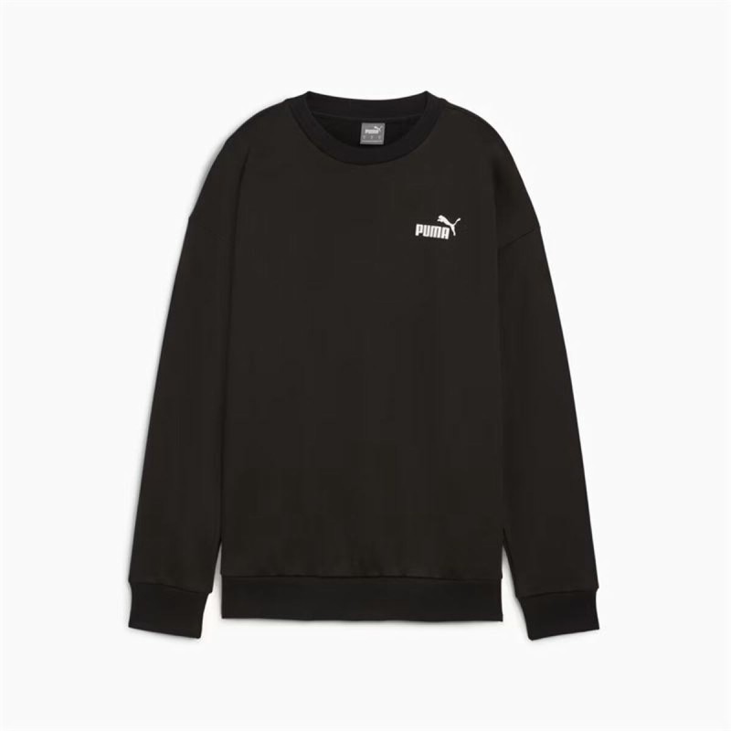 Felpa senza Cappuccio Donna Puma Essentials+ Relaxed Small Logo Crew Fl Nero Felpa senza Cappuccio Donna Puma Essentials+ Relaxed Small Logo Crew Fl Nero
