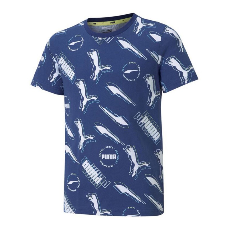 Maglia a Maniche Corte per Bambini Puma AOP Blu scuro Maglia a Maniche Corte per Bambini Puma AOP Blu scuro
