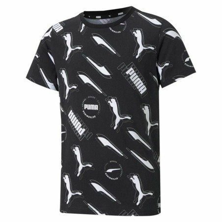 Maglia a Maniche Corte per Bambini Puma AOP Nero