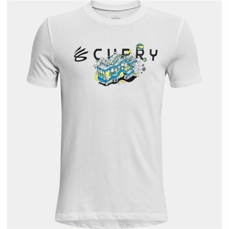Maglia a Maniche Corte Bambino Under Armour Curry Trolly Bianco
