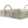 Set di Vassoi DKD Home Decor Bianco Turchese Naturale 48 x 38 x 15 cm (2 Unità)