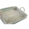 Set di Vassoi DKD Home Decor Bianco Turchese Naturale 48 x 38 x 15 cm (2 Unità)