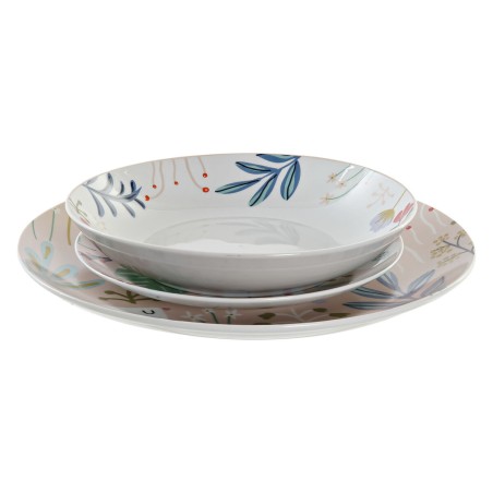 Set di Stoviglie DKD Home Decor Multicolore Porcellana Fiori Città 27 x 27 x 3 cm 18 Pezzi (18 pcs)