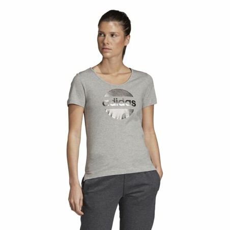Maglia a Maniche Corte Donna Adidas Linear Grigio chiaro