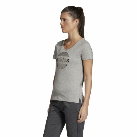Maglia a Maniche Corte Donna Adidas Linear Grigio chiaro