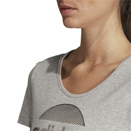 Maglia a Maniche Corte Donna Adidas Linear Grigio chiaro