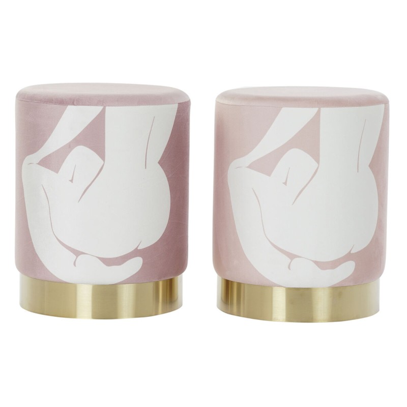 Poggiapiedi DKD Home Decor Scandi Dorato Bianco Rosa chiaro 30 x 30 x 38 cm (2 Unità) Poggiapiedi DKD Home Decor Scandi Dorato Bianco Rosa chiaro 30 x 30 x 38 cm (2 Unità)