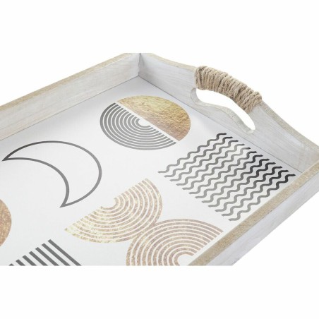 Set di Vassoi DKD Home Decor Bianco Nero Dorato Legno MDF 40 x 30 x 6 cm (2 Unità)