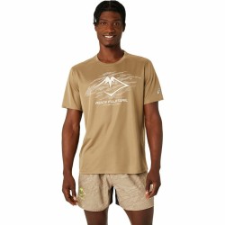 Maglia a Maniche Corte Uomo Asics Fujitrail Logo Ss Top Marrone Beige