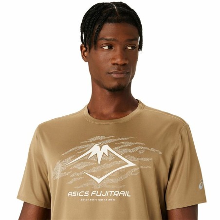 Maglia a Maniche Corte Uomo Asics Fujitrail Logo Ss Top Marrone Beige