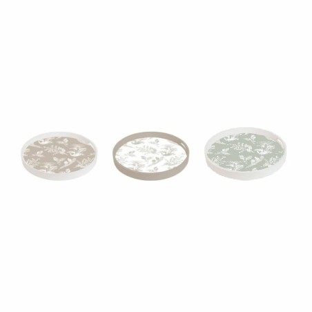 Vassoio DKD Home Decor Beige Marrone Terracotta Bianco Verde 35 x 35 x 5 cm Legno MDF 40 x 30 x 5 cm (3 Pezzi)
