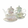 Teiera DKD Home Decor Cristallo Porcellana Rosa Trasparente Bianco Verde (2 Unità)