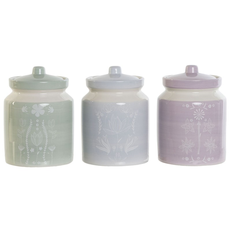 Barattolo DKD Home Decor Azzurro Verde Lilla Dolomite 12 x 12 x 16 cm (3 Unità) Barattolo DKD Home Decor Azzurro Verde Lilla Dolomite 12 x 12 x 16 cm (3 Unità)