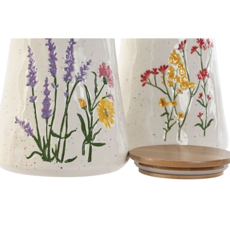 Barattolo Home ESPRIT Multicolore Fiori Shabby Chic (2 Unità)