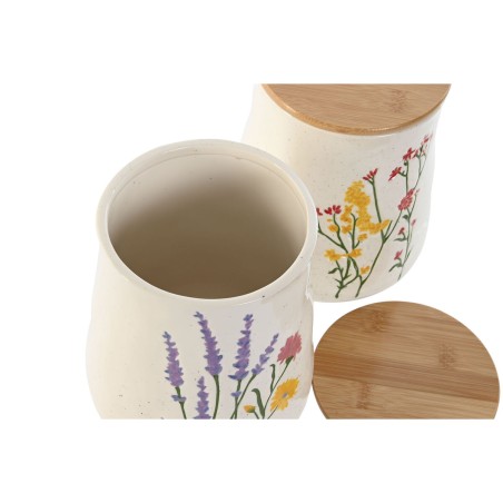 Barattolo Home ESPRIT Multicolore Fiori Shabby Chic (2 Unità)