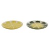 Piatto da pranzo Home ESPRIT Giallo Verde Gres Limone 22,5 x 22,5 x 2,5 cm (2 Unità)