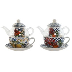 Teiera Home ESPRIT Azzurro Bianco Cristallo Porcellana (2 Unità)
