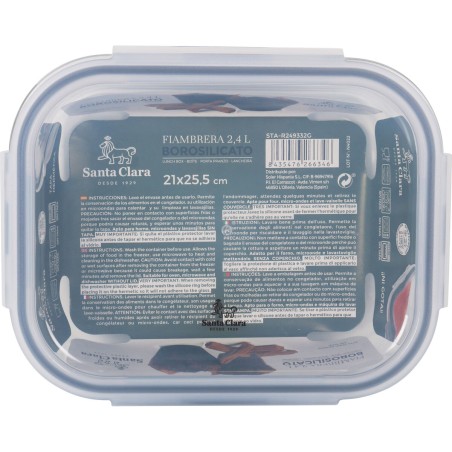 Porta pranzo Ermetico Santa Clara Trasparente Rettangolare 2,4 L (4 Unità)