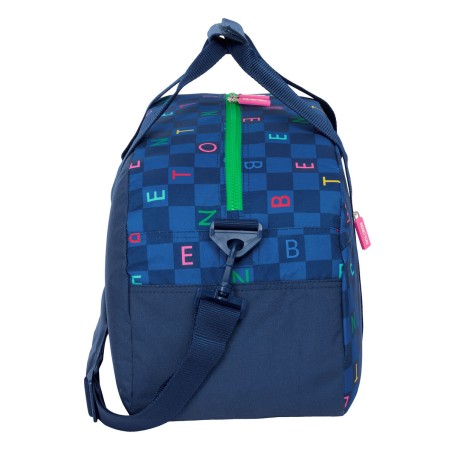 Borsa da Palestra Benetton Damero Blu Marino 50 x 26 x 20 cm