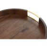 Vassoio Home ESPRIT Dorato Naturale Metallo Acacia 35,5 x 35,5 x 5 cm