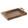 Vassoio Home ESPRIT Dorato Naturale Metallo Acacia 39 x 26,5 x 8 cm