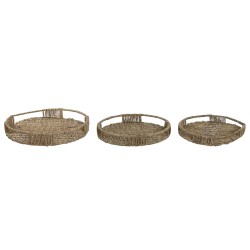 Set di Vassoi Home ESPRIT Naturale Metallo 45 x 45 x 7 cm (3 Unità)