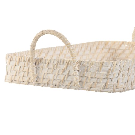 Set di Vassoi Home ESPRIT Bianco Naturale Bambù Rattan 45 x 35 x 13 cm