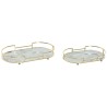Set di Vassoi Home ESPRIT Bianco Dorato Metallo Cristallo 31 x 17 x 5 cm (2 Unità)