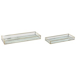 Set di Vassoi Home ESPRIT Bianco Dorato Metallo Cristallo 42 x 15 x 4 cm (2 Unità)