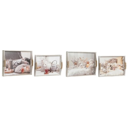 Set di Vassoi DKD Home Decor Multicolore 40 x 30 x 6 cm Legno MDF (2 Unità)