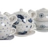 Set Teiera DKD Home Decor Azzurro Bianco 750 ml Dolomite (3 Unità)