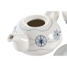 Set Teiera DKD Home Decor Azzurro Bianco 750 ml Dolomite (3 Unità)