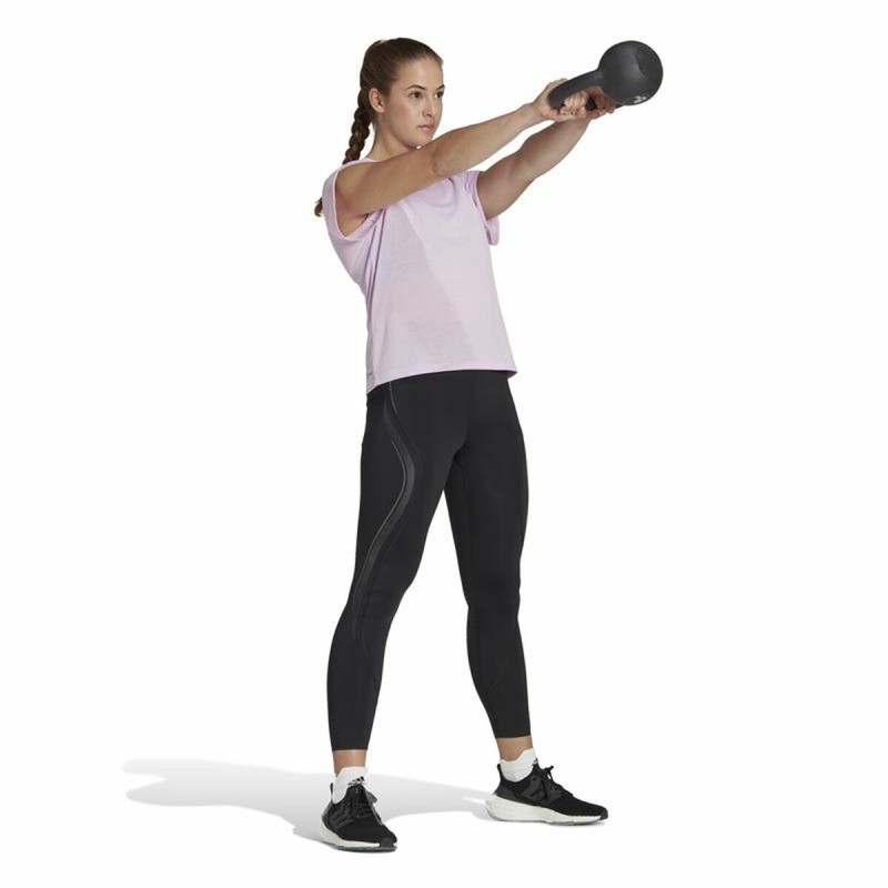 Maglia a Maniche Corte Donna Adidas trainning Floral Lilla Maglia a Maniche Corte Donna Adidas trainning Floral Lilla