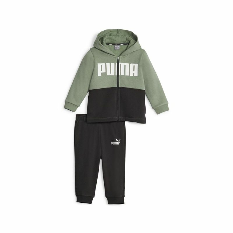 Tuta per Neonati Puma Minicats Colorblockk Nero Verde Tuta per Neonati Puma Minicats Colorblockk Nero Verde
