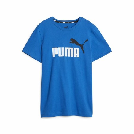 Maglia a Maniche Corte per Bambini Puma Ess+ 2 Col Logo Azzurro