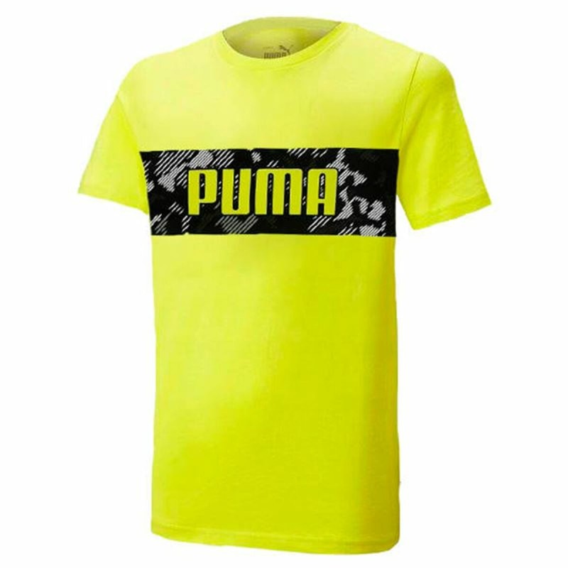 Maglia a Maniche Corte per Bambini Puma Active Sports Graphic Giallo Maglia a Maniche Corte per Bambini Puma Active Sports Graphic Giallo