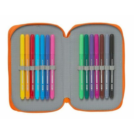 Astuccio Doppio Valencia Basket M854 Azzurro Arancio 12.5 x 19.5 x 4 cm (28 Pezzi)