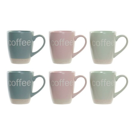Tazza Mug DKD Home Decor Multicolore Azzurro Rosa Legno d'albero della gomma Verde Gres 160 ml (3 Unità) (7 pcs)