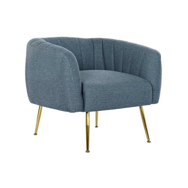 Poltrona DKD Home Decor Azzurro Dorato Schiuma Legno Metallo Plastica 81 x 75 x 73 cm Poltrona DKD Home Decor Azzurro Dorato Schiuma Legno Metallo Plastica 81 x 75 x 73 cm