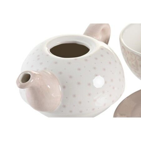 Set Teiera DKD Home Decor Azzurro Rosa Giallo 750 ml Dolomite (3 Unità)