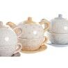 Set Teiera DKD Home Decor Azzurro Rosa Giallo 750 ml Dolomite (3 Unità)