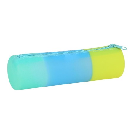 Astuccio Scuola Cilindrico Safta Azzurro Verde Giallo (20 x 5 x 5 cm)
