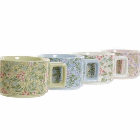 Set di Tazze da Caffè DKD Home Decor Azzurro Verde Rosa Metallo Dolomite 260 ml