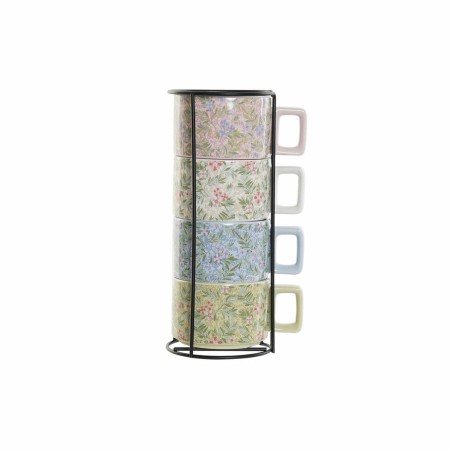 Set di Tazze da Caffè DKD Home Decor Azzurro Verde Rosa Metallo Dolomite 260 ml